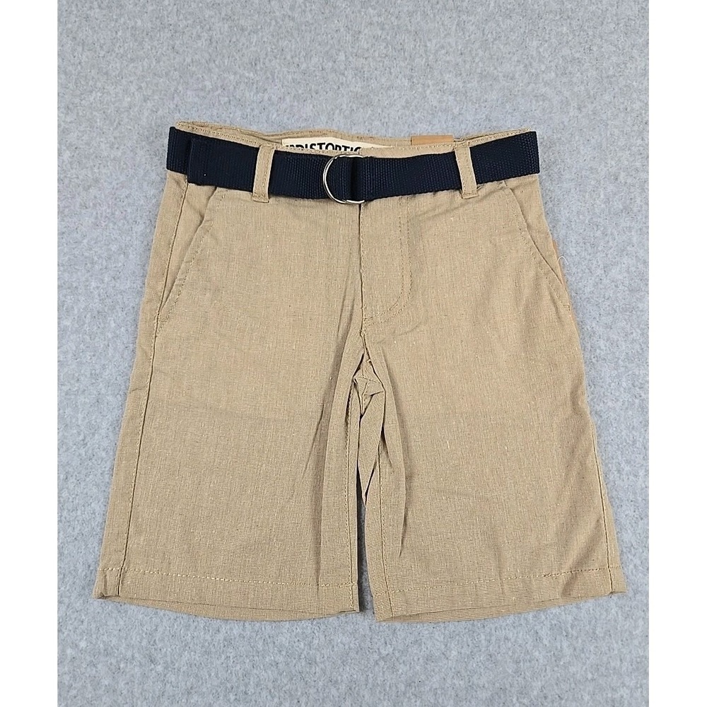 Distortion Short Boys Size 4 Chino Shorts with Belt Bermuda Khaki NWT